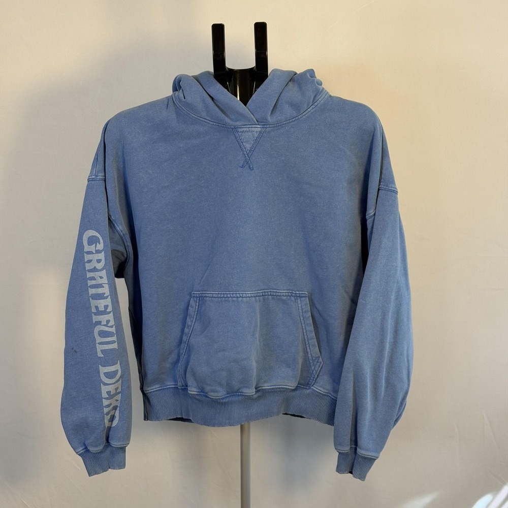American Eagle Hoodie Mens Small Blue Pullover Sweatshirt Grateful Dead Graphic
